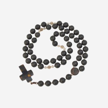 Pressed amber necklace for men gift idea with cross pendant-Amber necklaces-Home