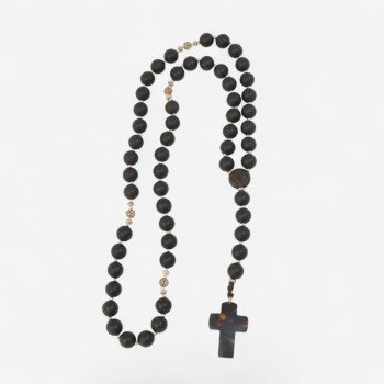 Pressed amber necklace for men gift idea with cross pendant-Amber necklaces-Home