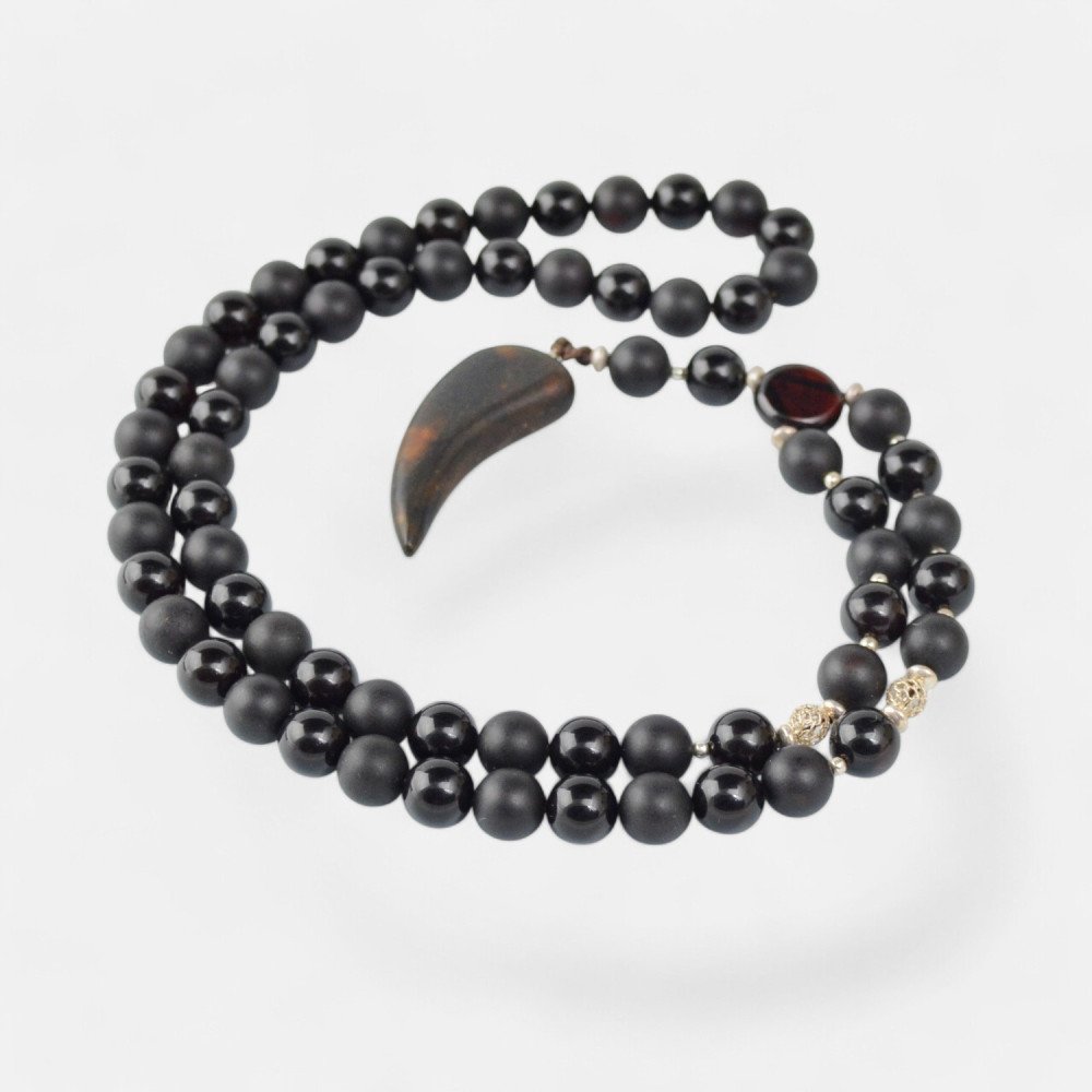 Pressed amber necklace for men - Husband gift-Amber necklaces-Home