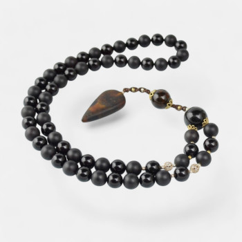 Pressed amber necklace for men with pendant - Men's gift idea-Amber necklaces-Home