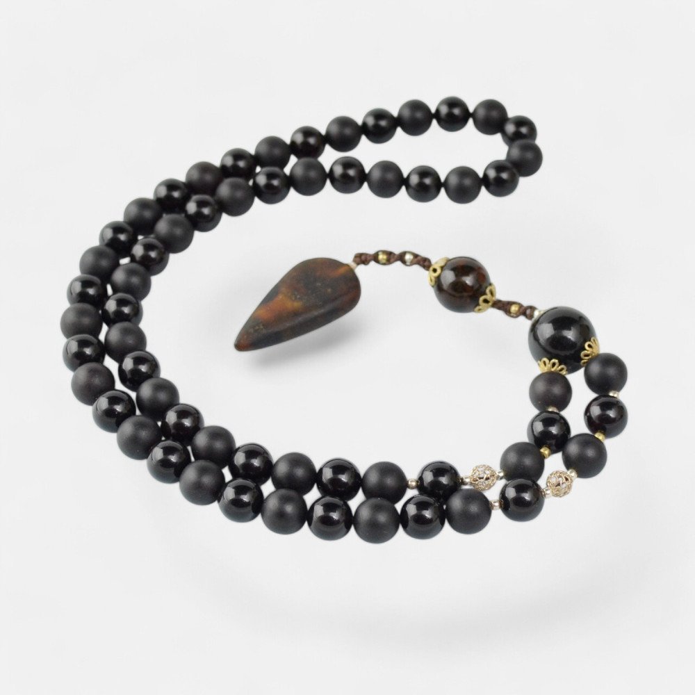 Pressed amber necklace for men with pendant - Men's gift idea-Amber necklaces-Home