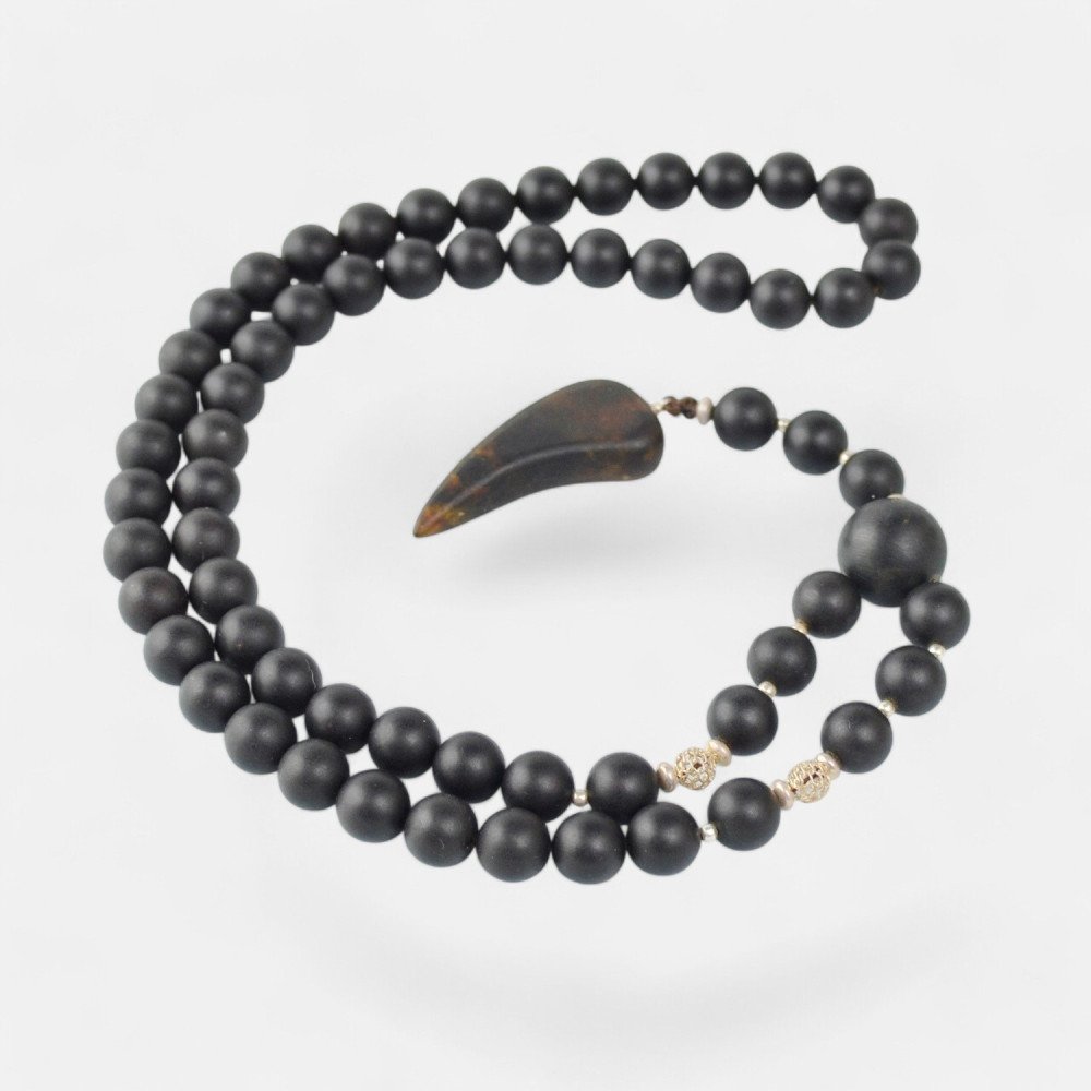 Long Pressed amber necklace gift for husband-Amber necklaces-Home