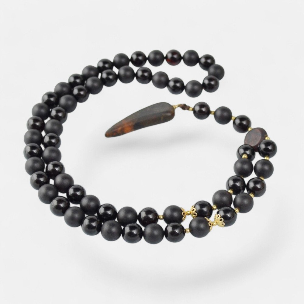 Pressed men's amber necklace Birthday gift for husband-Amber necklaces-Home