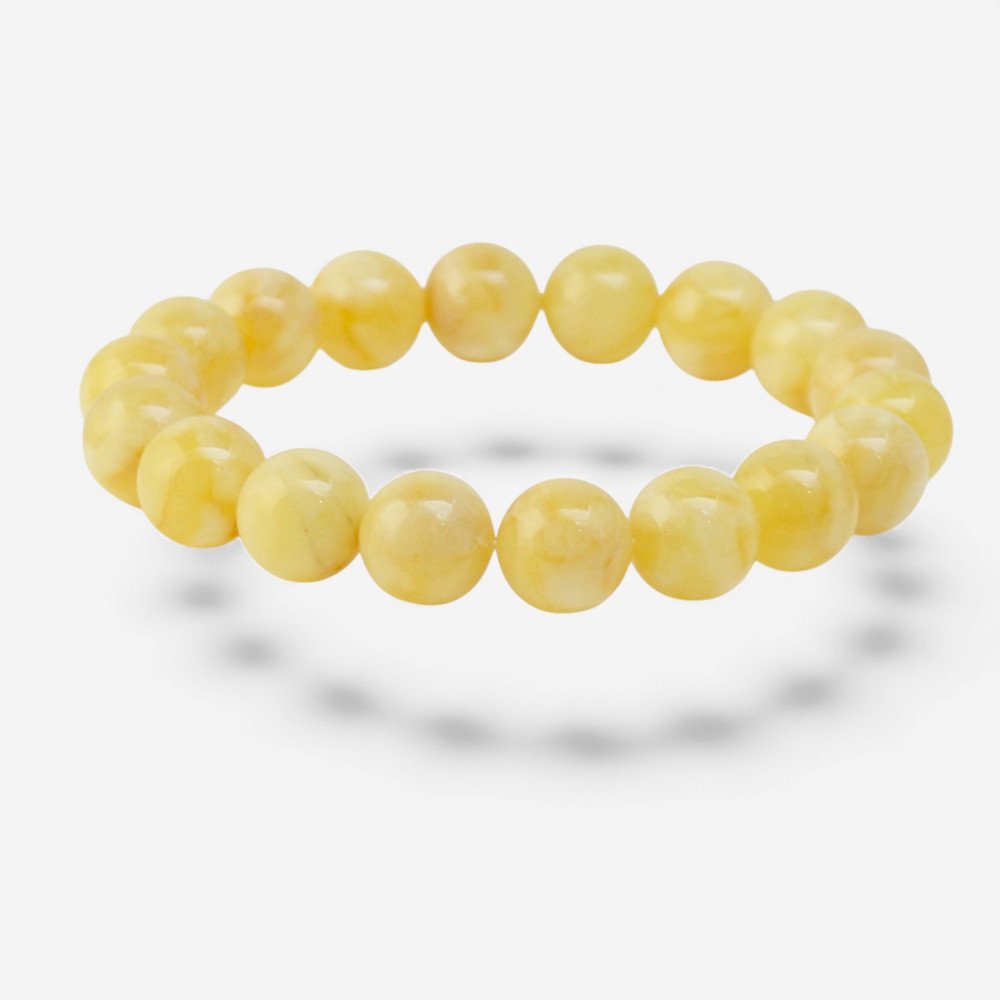 Milky matt Pressed amber bracelet 12 mm gift idea-Amber bracelets-Home