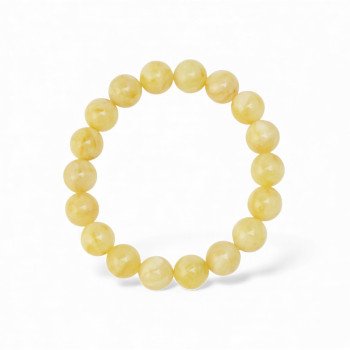 Milky matt Pressed amber bracelet 12 mm gift idea-Amber bracelets-Home