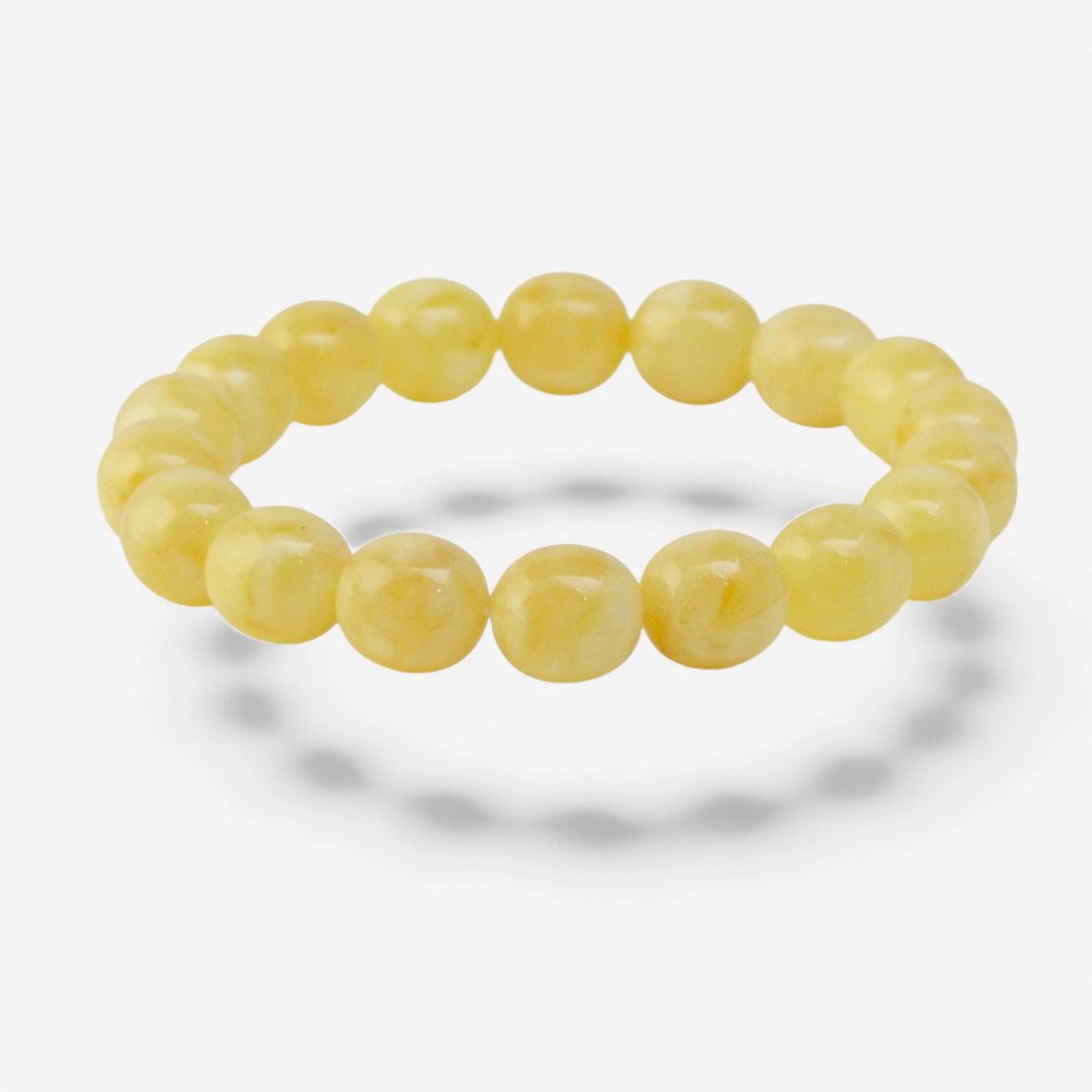 Olive pressed amber bracelet for women birthday gift-Amber bracelets-Home