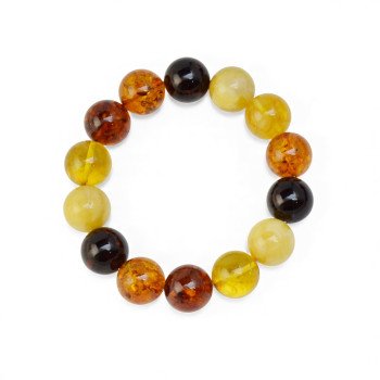 Multicolor 16mm pressed amber bracelet for adults-Amber bracelets-Home