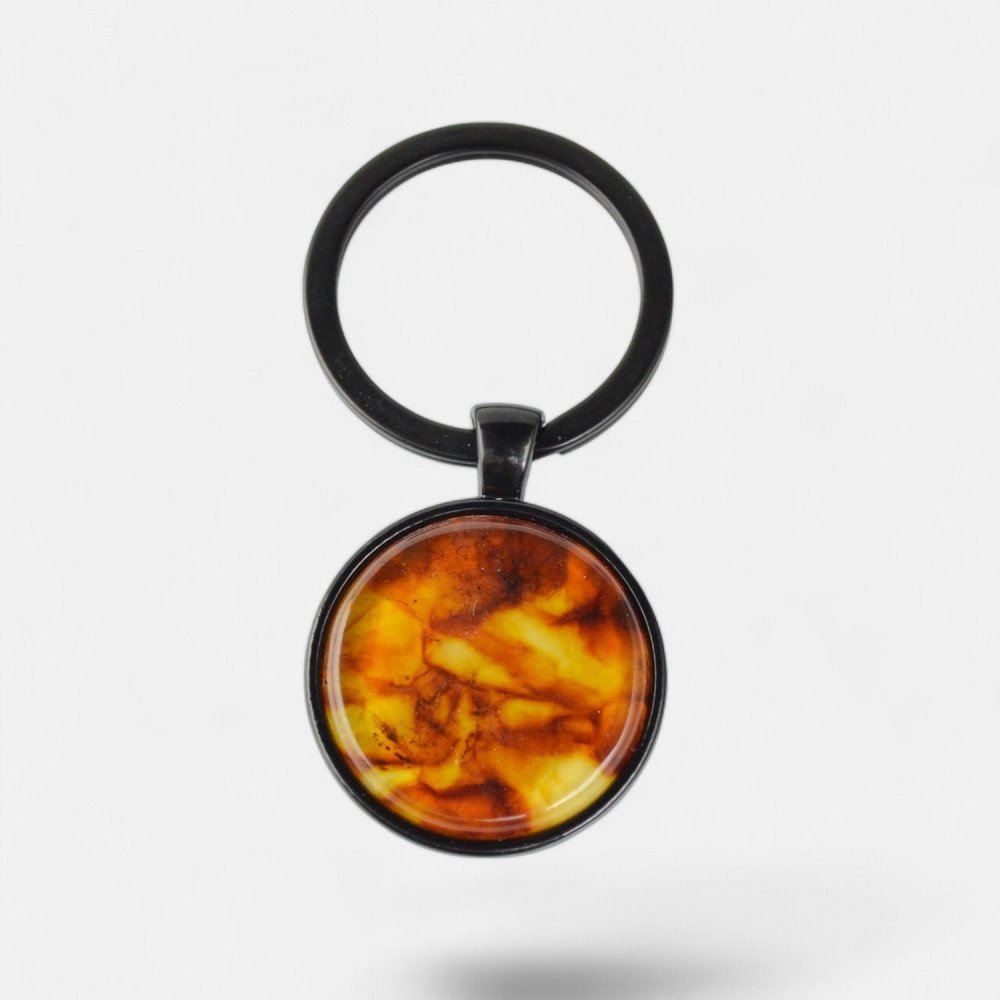 Baltic amber gemstone cabochon keys pendant-Amber keychain-Other