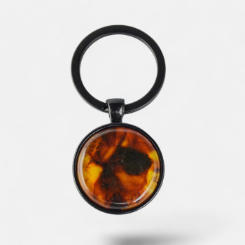 Baltic amber keychain with pressed amber cabochon-Amber keychain-Other