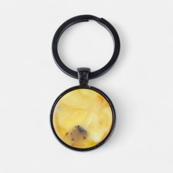Black keychain with Pressed amber cabochon-Amber keychain-Other