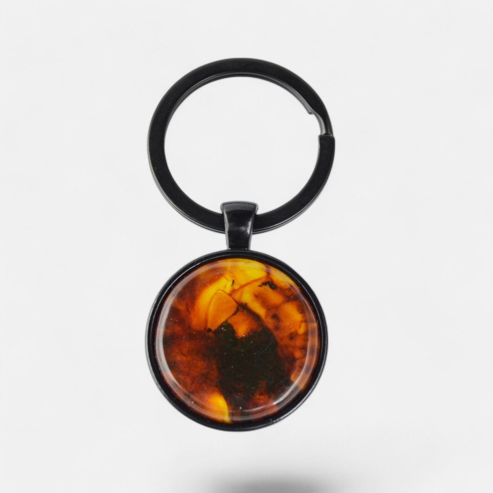 Pressed amber cabochon pendant Birthday gift for Husband-Amber keychain-Other