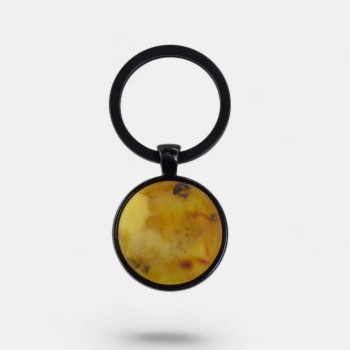 Pressed amber keychain pendant 25mm cabochon-Amber keychain-Other