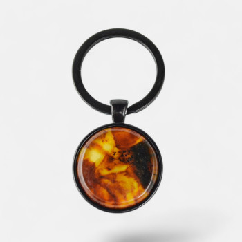 Pressed amber keys pendant with cabochon-Amber keychain-Other