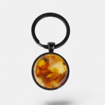 Pressed Baltic amber gem stone cabochon keys pendant-Amber keychain-Other
