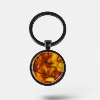 Pressed Baltic amber keychain for keys Birthday gift for Him-Amber keychain-Other