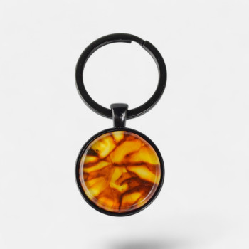 Pressed cabochon amber pendant for keys Gift for Him-Amber keychain-Other