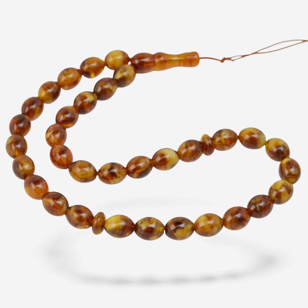 Amber Prayer Beads - Brown amber misbaha-Islamic Prayer rosary-Amber rosaries