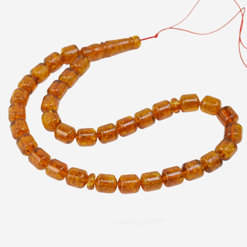 Cognac amber rosary with pressed amber beads-Islamic Prayer rosary-Amber rosaries