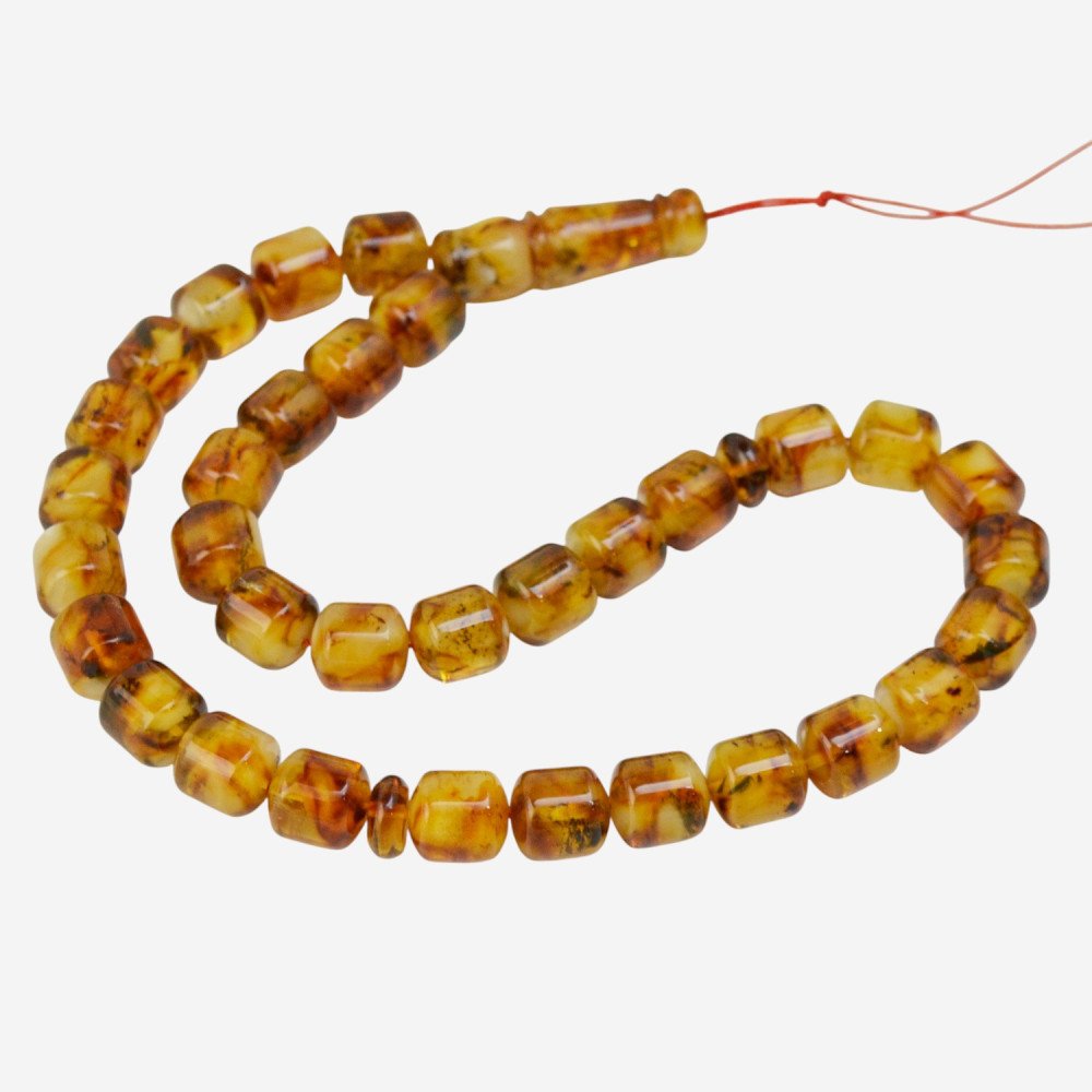 Unique Baltic amber rosary with pressed beads-Amber rosaries-Home