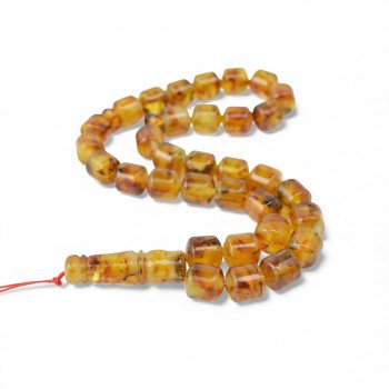 Unique Baltic amber rosary with pressed beads-Amber rosaries-Home