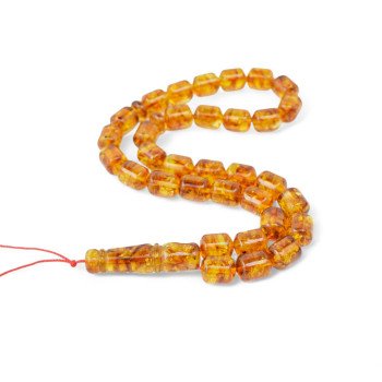 Cognac Baltic amber rosary for muslims 33 beads-Amber rosaries-Home