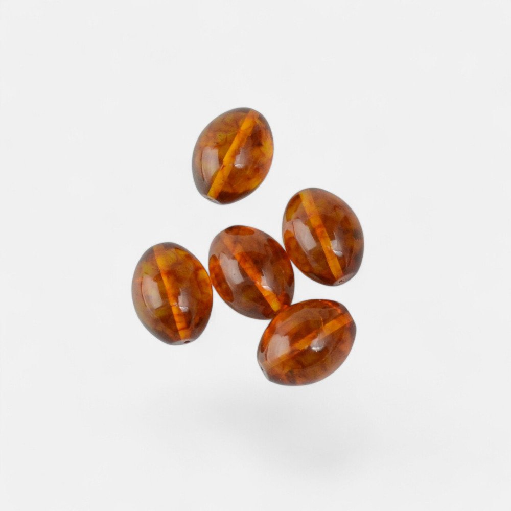Pressed amber beads olive shape 5 pcs - Wholesale beads-Amber beads-Other