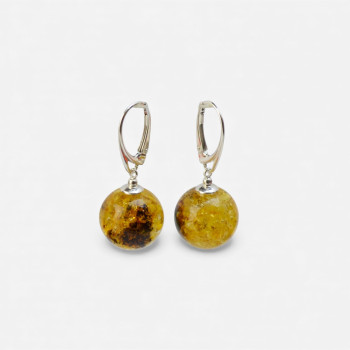 Pressed amber earrings with silver 925 - Gift idea-Amber earrings-Other