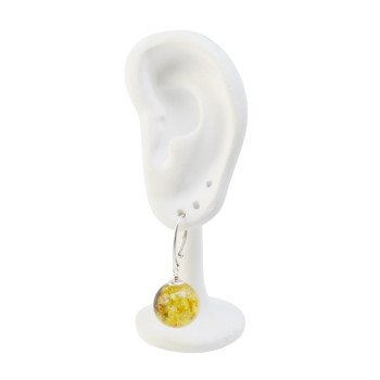 Pressed Baltic amber earrings round beads 15 mm-Amber earrings-Other