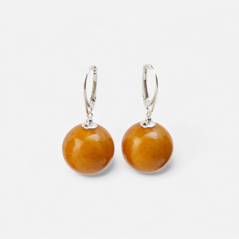 Pressed butterscotch amber earrings for her-Amber earrings-Other