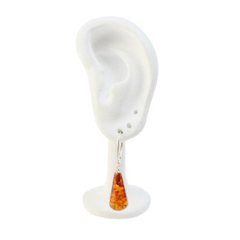 Pressed amber earrings with sterling silver 925 - Jewelry gift-Amber earrings-Other