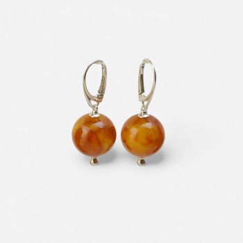 Pressed 15mm round amber earrings for her-Amber earrings-Other