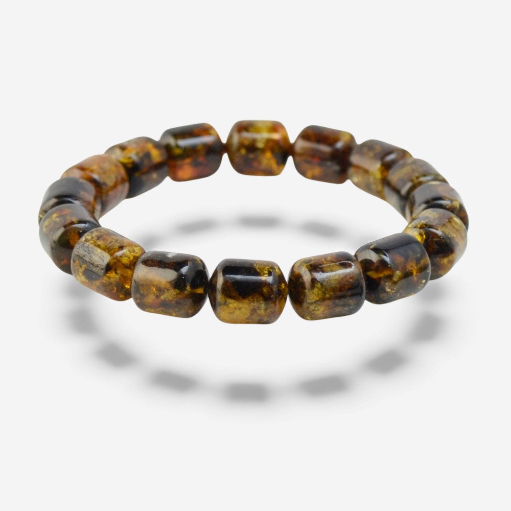 Pressed unisex bracelet with Baltic amber - Jewelry gift-Amber bracelets-Home