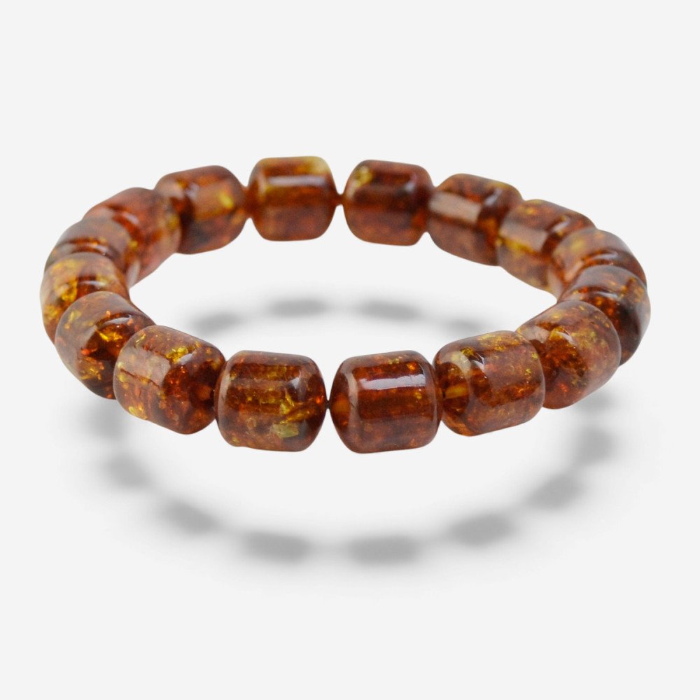 Pressed men's bracelet with Baltic amber beads-Amber bracelets-Home