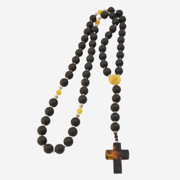 Pressed amber necklace with cross Jewelry gift-Amber necklaces-Home