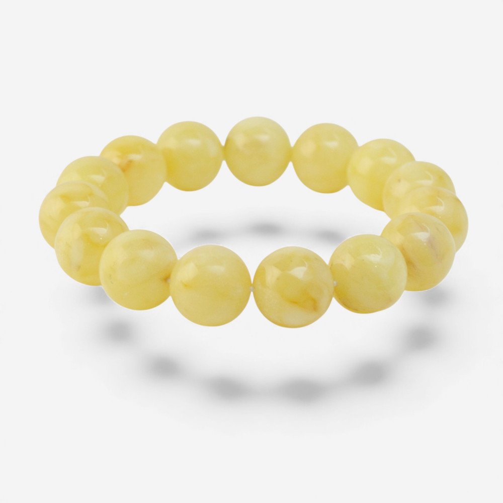 White milky pressed amber bracelet for adults gift idea-Amber bracelets-Home