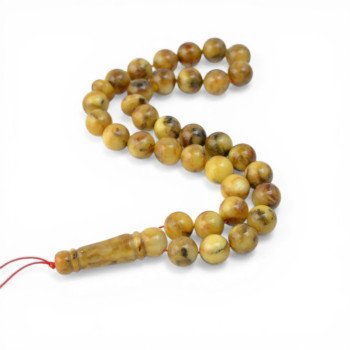 Compact prayer beads - Pressed amber rosary gift-Amber rosaries-Home