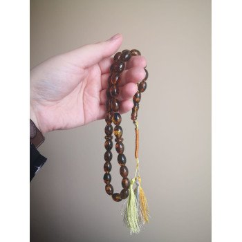 Pressed amber rosary Spiritual prayer beads Daily Dhikr