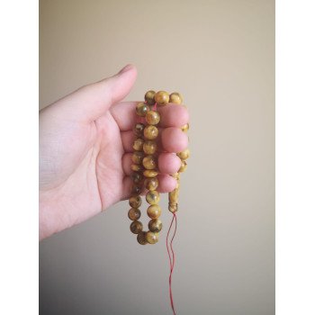 Compact prayer beads - Pressed amber rosary gift