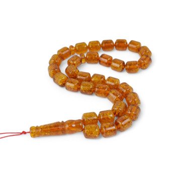 Cognac amber rosary with pressed amber beads-Islamic Prayer rosary-Amber rosaries