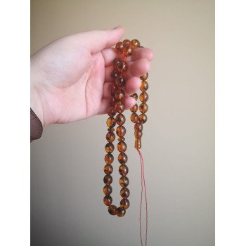 45 amber prayer rosary Spiritual gift idea
