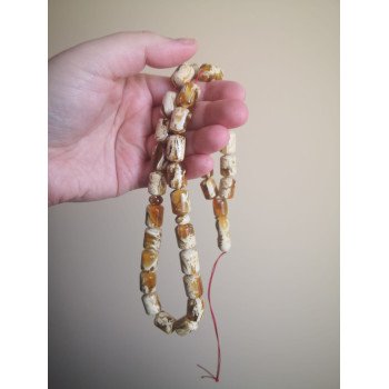Pressed amber rosary - prayer accessory 33 beads-Amber rosaries-Home