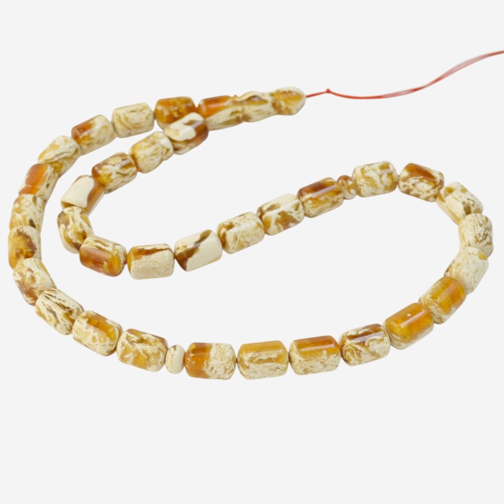 Pressed amber rosary - prayer accessory 33 beads
