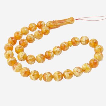 Golden Baltic Amber Tasbih 33 Count Amber Rosary-Amber rosaries-Home