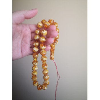 Golden Baltic Amber Tasbih 33 Count Amber Rosary-Amber rosaries-Home