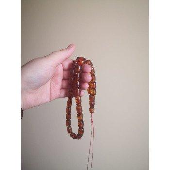Pressed amber rosary gift for Him or Her