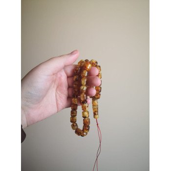 Unique Baltic amber rosary with pressed beads
