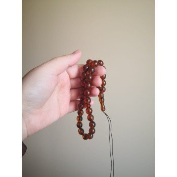 Muslim Prayer Rosary Pressed Amber 33 Beads