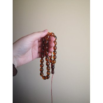 Islamic Prayer Rosary Pressed Amber 33