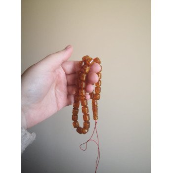 Cognac amber rosary with pressed amber beads