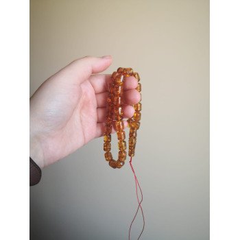Cognac Baltic amber rosary for muslims 33 beads
